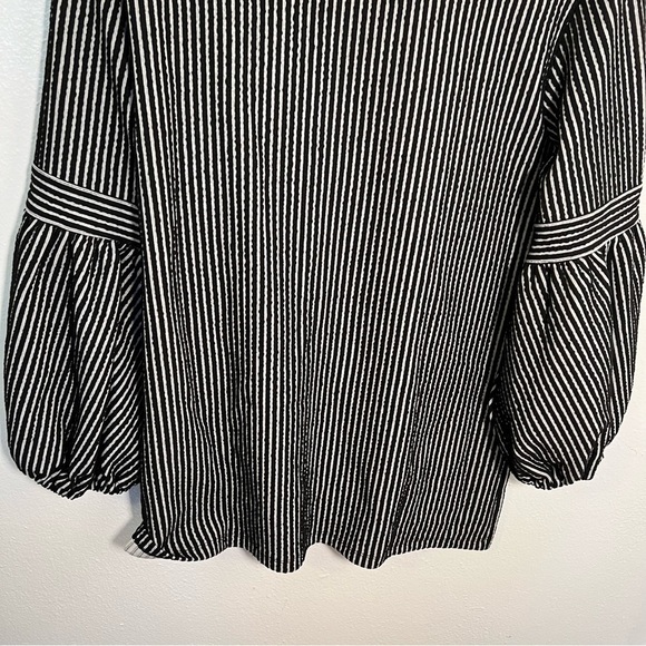 Max Studio Striped 3/4 Sleeve Tunic Top Black Ivory - Picture 12 of 14